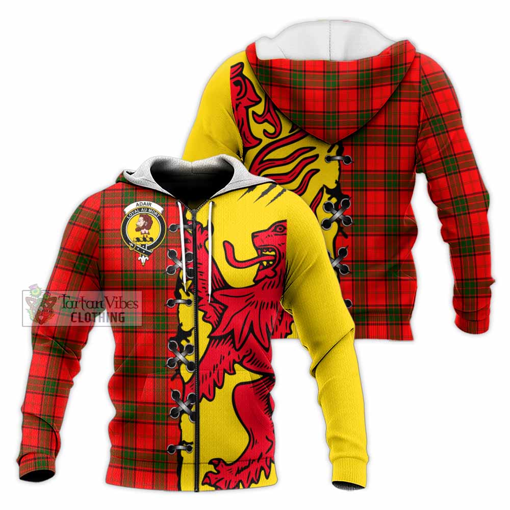 Adair Tartan Family Crest Knitted Hoodie Lion Rampant Honor - Tartan Vibes Clothing