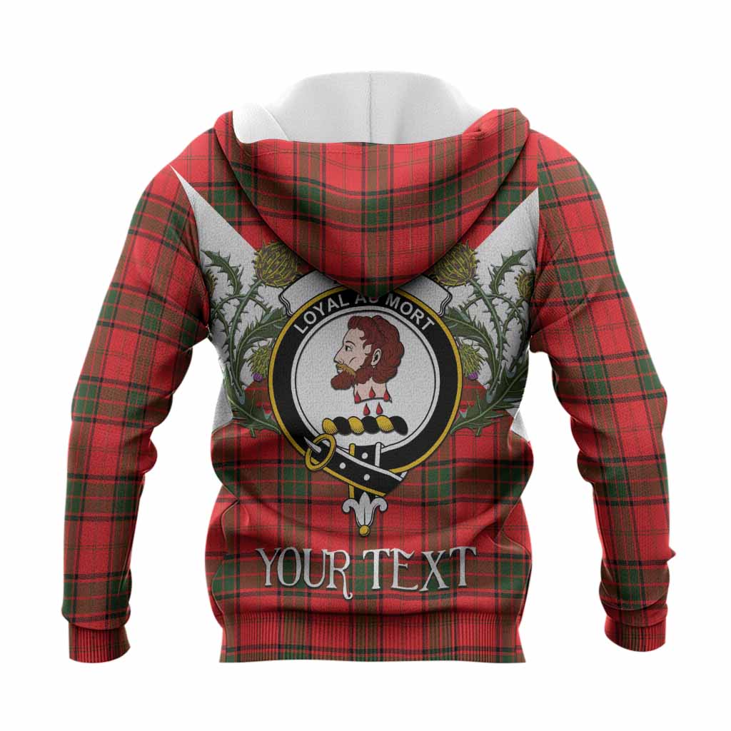 Adair Tartan Family Crest Knitted Hoodie Scottish Burns Night Thistle Floral