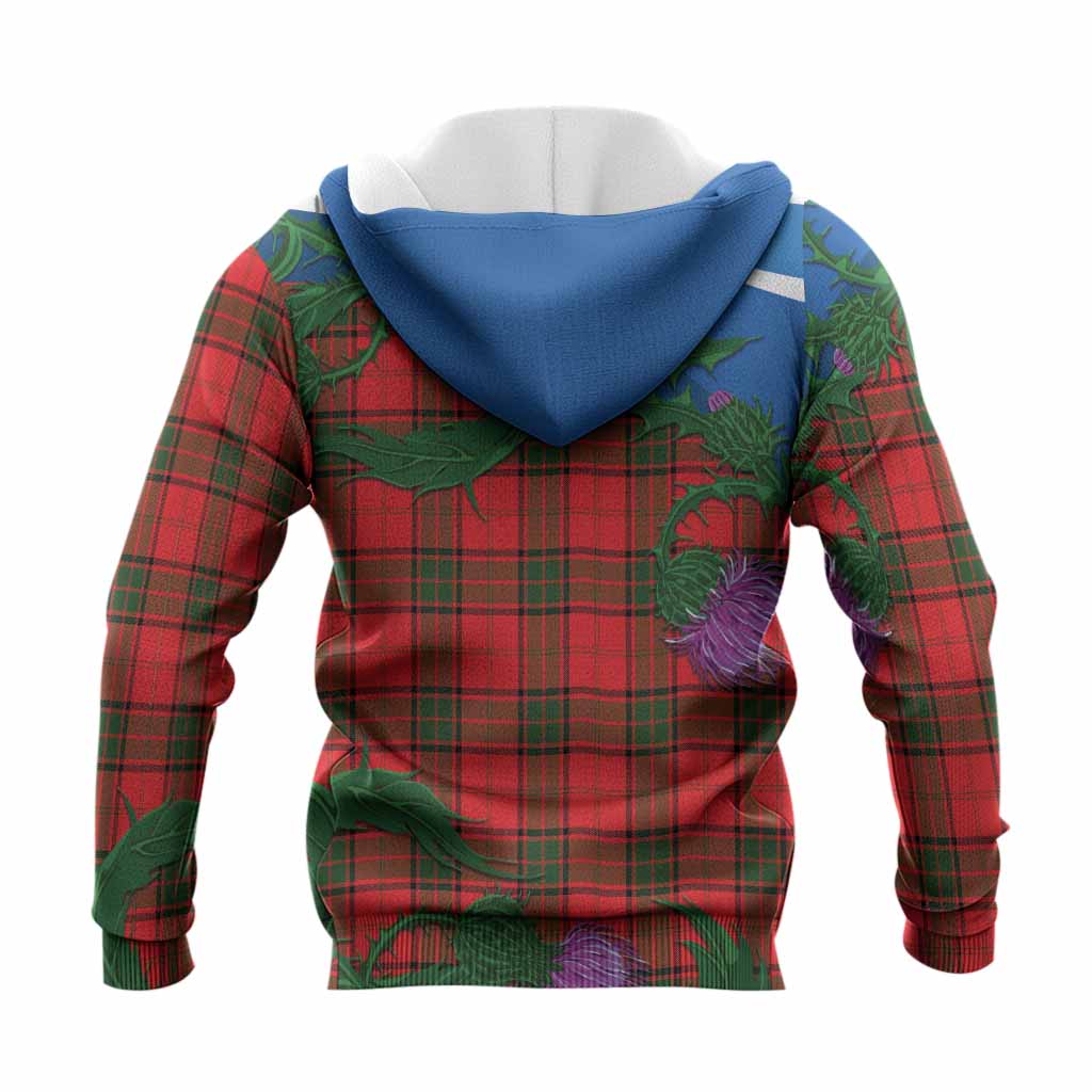 Adair Tartan Family Crest Knitted Hoodie Thistle in Minimalism