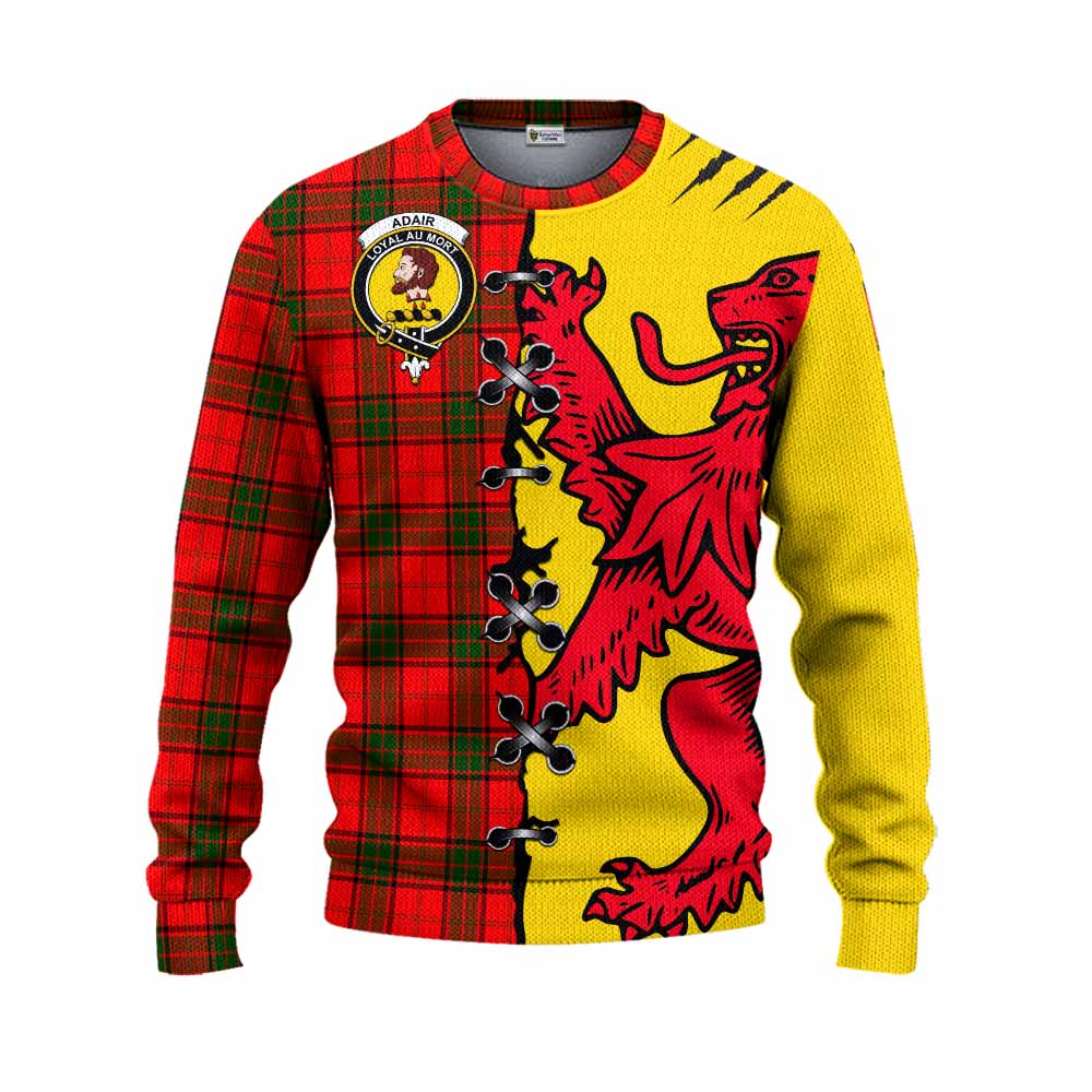 Adair Tartan Family Crest Knitted Sweater Lion Rampant Honor - Tartan Vibes Clothing