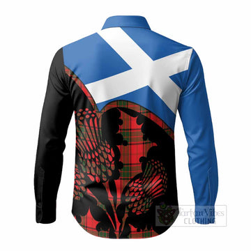 Adair Tartan Family Crest Long Sleeve Button Shirts Scotland Thistle Floral Flag Style