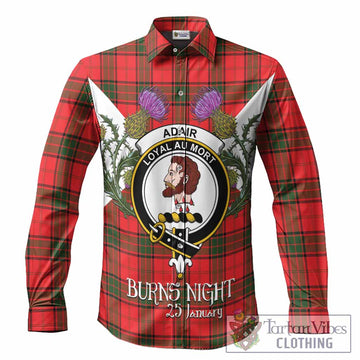 Adair Tartan Family Crest Long Sleeve Button Shirts Scottish Burns Night Thistle Floral