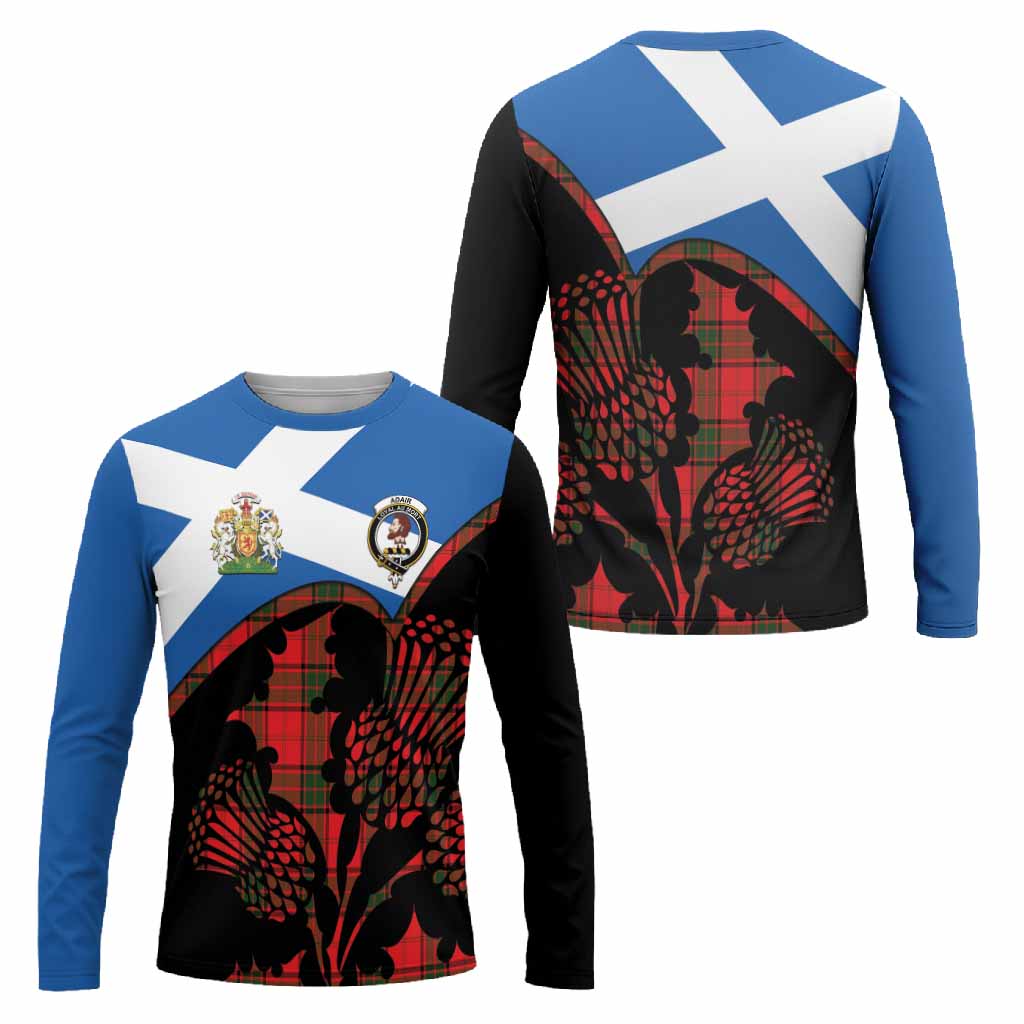 Adair Tartan Family Crest Long Sleeve T-Shirt Scotland Thistle Floral Flag Style