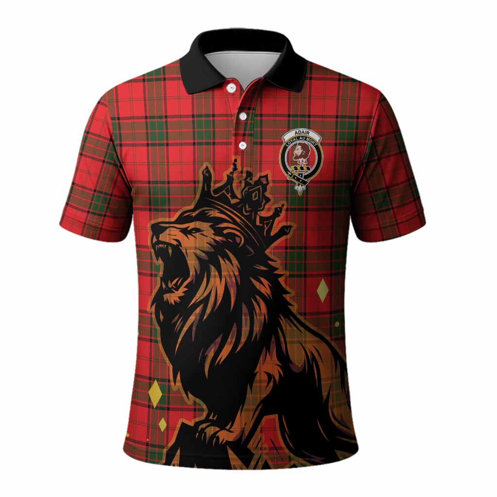 Adair Tartan Family Crest Polo Shirt Crowned Lion Roaring