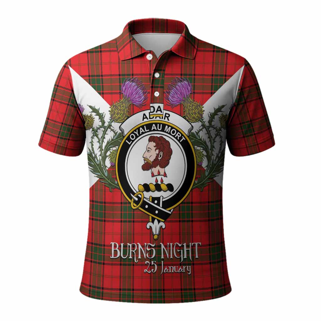 Adair Tartan Family Crest Polo Shirt Scottish Burns Night Thistle Floral