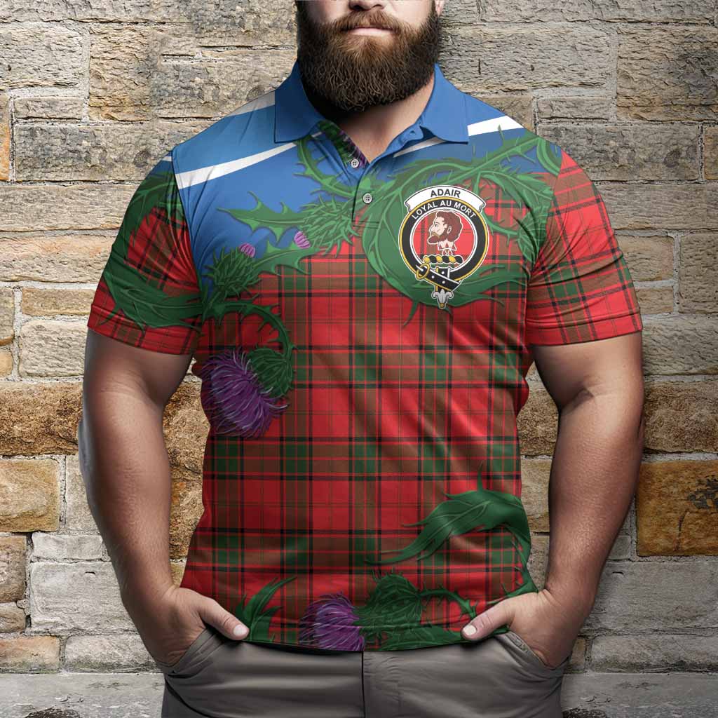 Adair Tartan Family Crest Polo Shirt Thistle in Minimalism