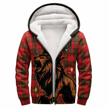 Adair Tartan Family Crest Sherpa Hoodie Crowned Lion Roaring