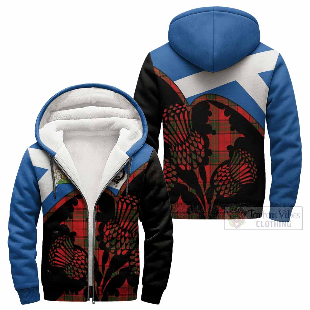 Adair Tartan Family Crest Sherpa Hoodie Scotland Thistle Floral Flag Style