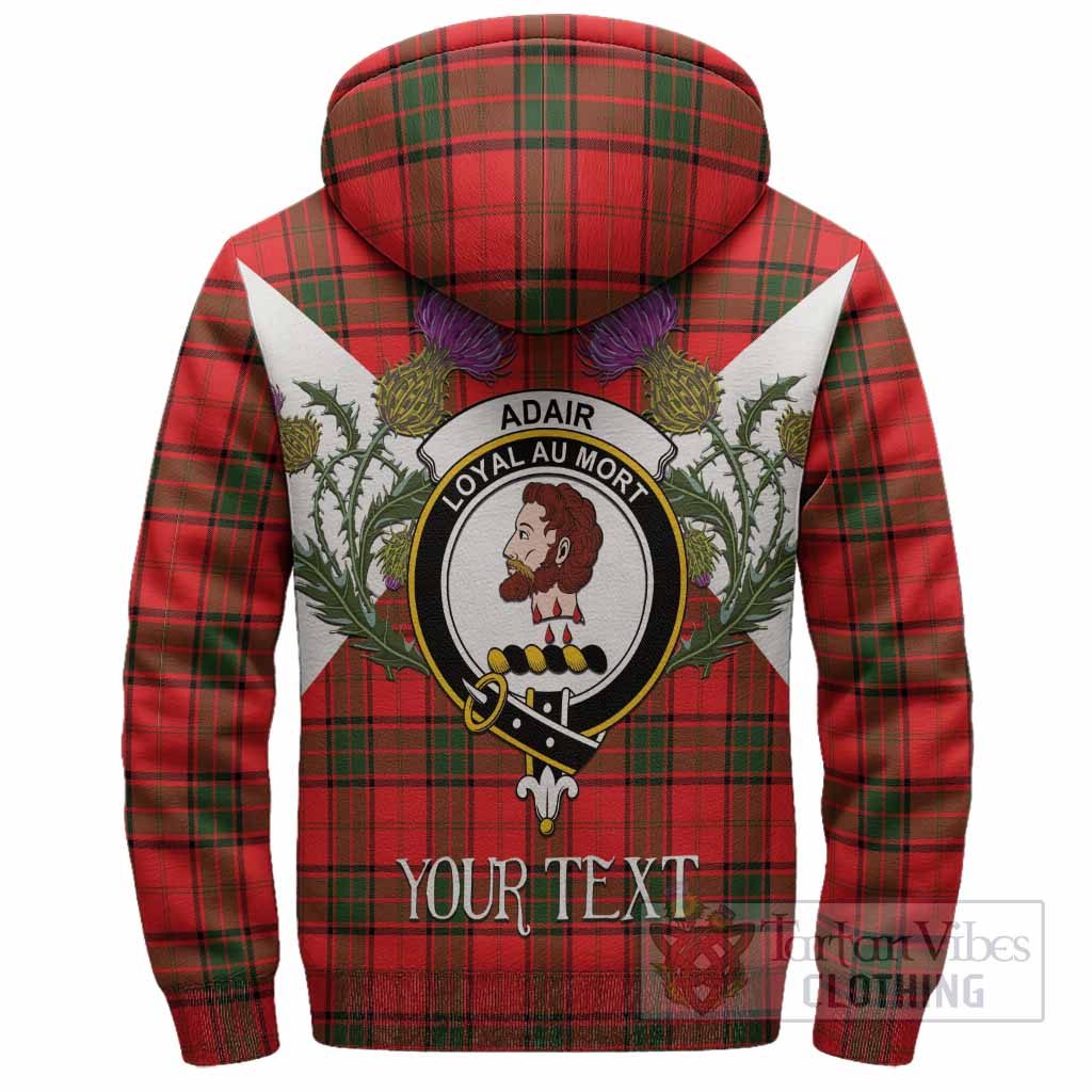 Adair Tartan Family Crest Sherpa Hoodie Scottish Burns Night Thistle Floral