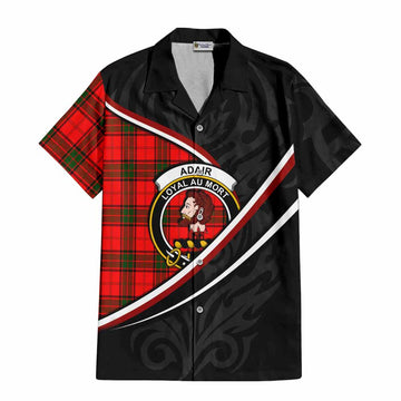 Adair Tartan Family Crest Short Sleeve Button Shirt Celtic Scottish Thistle Floral - Tartan Vibes Clothing