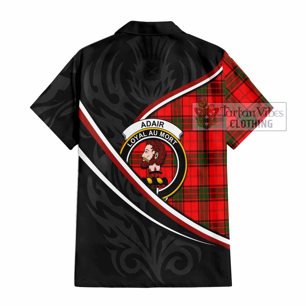 Adair Tartan Family Crest Short Sleeve Button Shirt Celtic Scottish Thistle Floral - Tartan Vibes Clothing