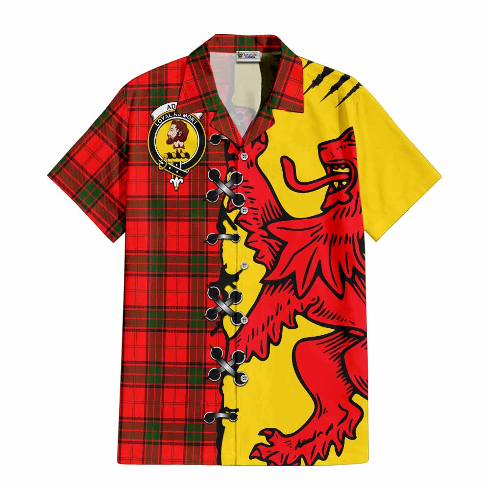 Adair Tartan Family Crest Short Sleeve Button Shirt Lion Rampant Honor - Tartan Vibes Clothing