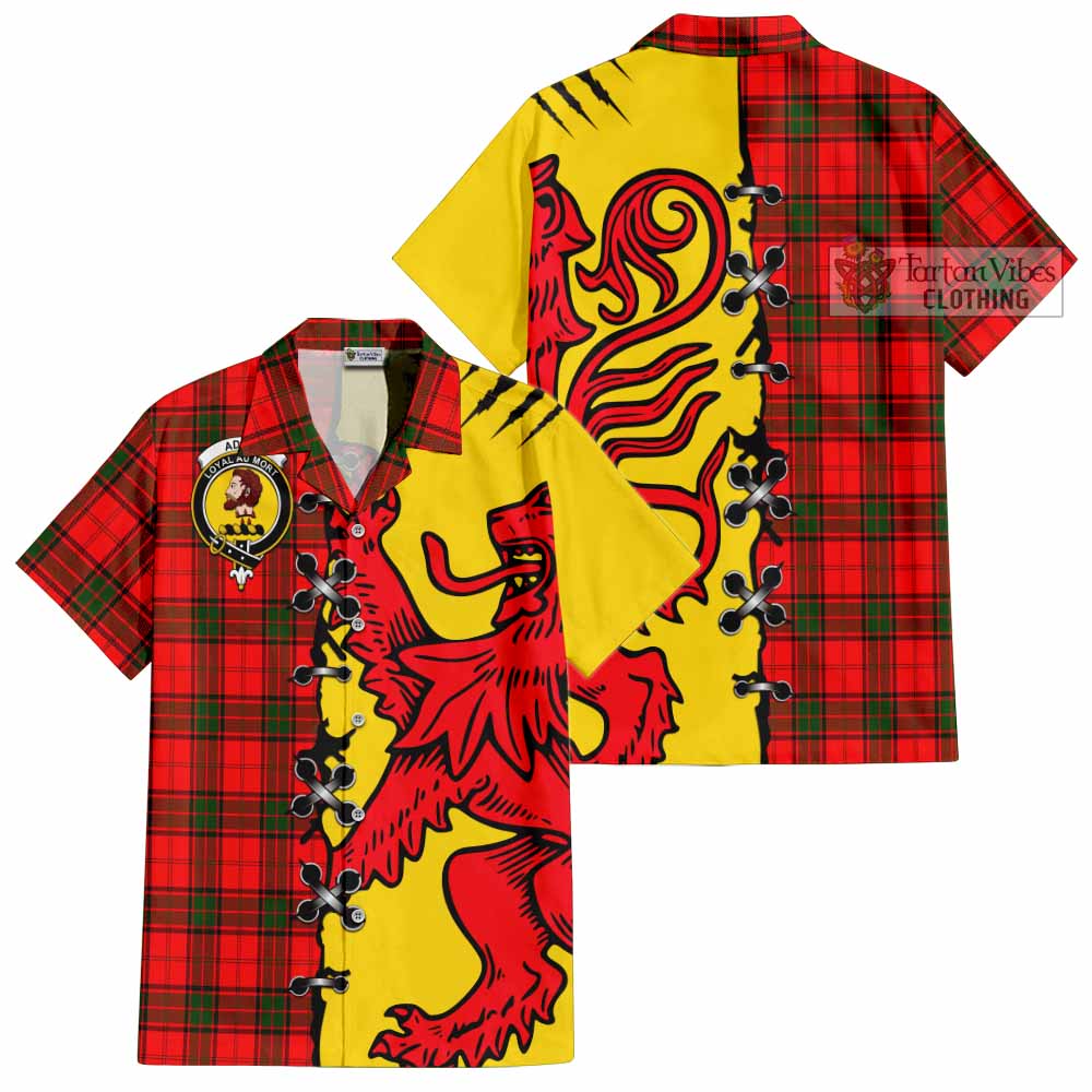 Adair Tartan Family Crest Short Sleeve Button Shirt Lion Rampant Honor - Tartan Vibes Clothing