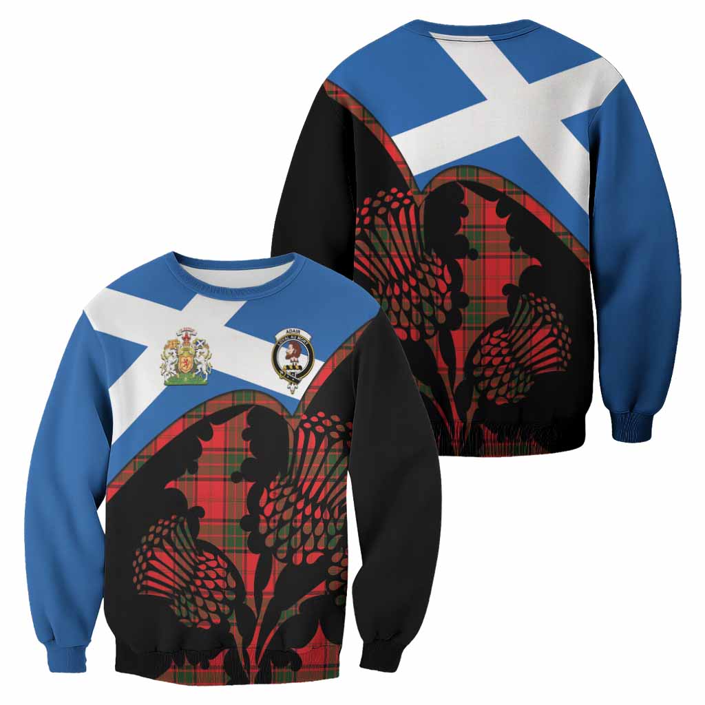 Adair Tartan Family Crest Sweatshirt Scotland Thistle Floral Flag Style