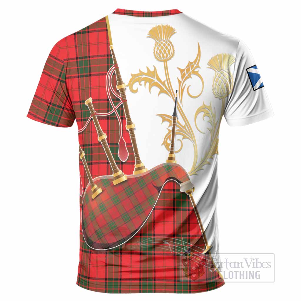 Adair Tartan Family Crest T-Shirt Bagpipes with Scottish Thistle