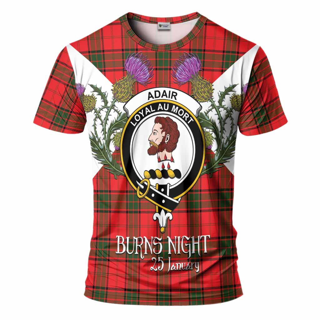 Adair Tartan Family Crest T-Shirt Scottish Burns Night Thistle Floral