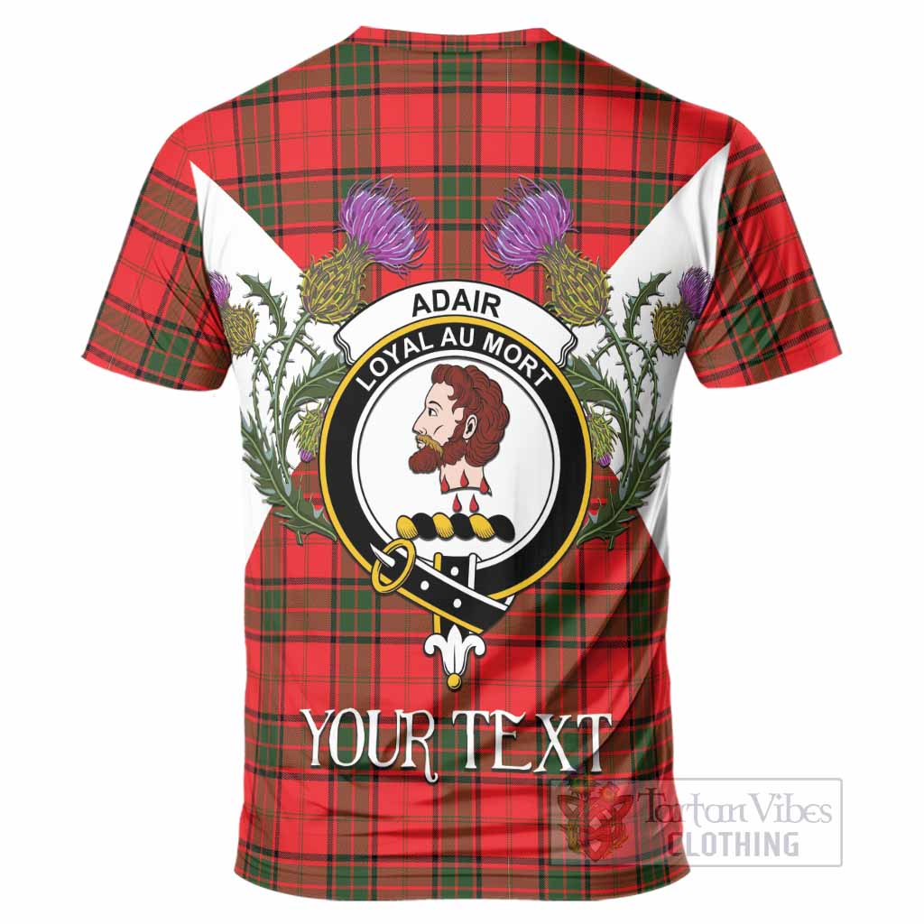 Adair Tartan Family Crest T-Shirt Scottish Burns Night Thistle Floral