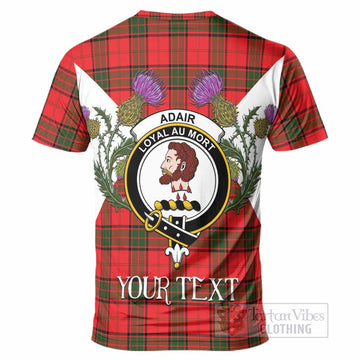Adair Tartan Family Crest T-Shirt Scottish Burns Night Thistle Floral