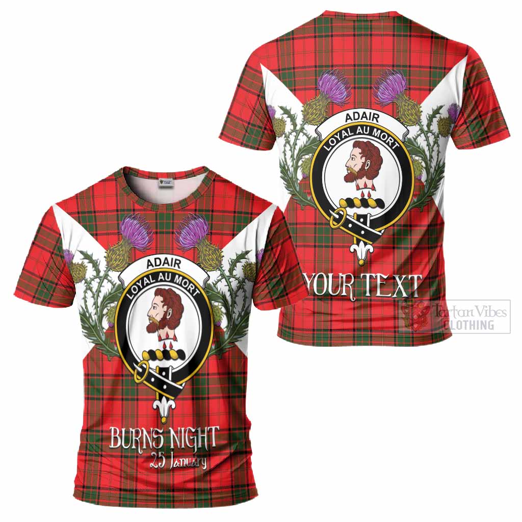 Adair Tartan Family Crest T-Shirt Scottish Burns Night Thistle Floral