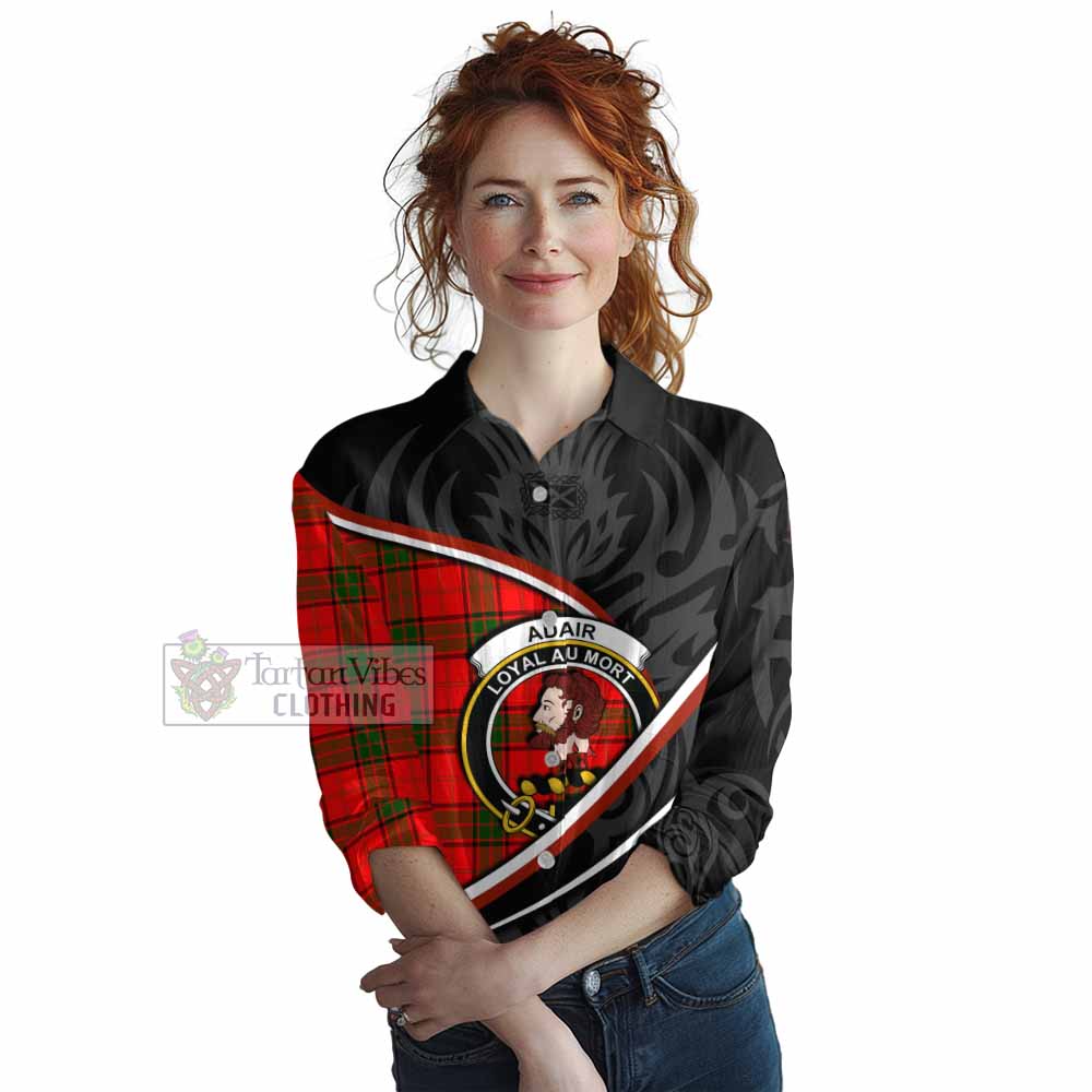 Adair Tartan Family Crest Women Casual Shirt Celtic Scottish Thistle Floral - Tartan Vibes Clothing