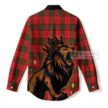 Adair Tartan Family Crest Women Casual Shirt Crowned Lion Roaring