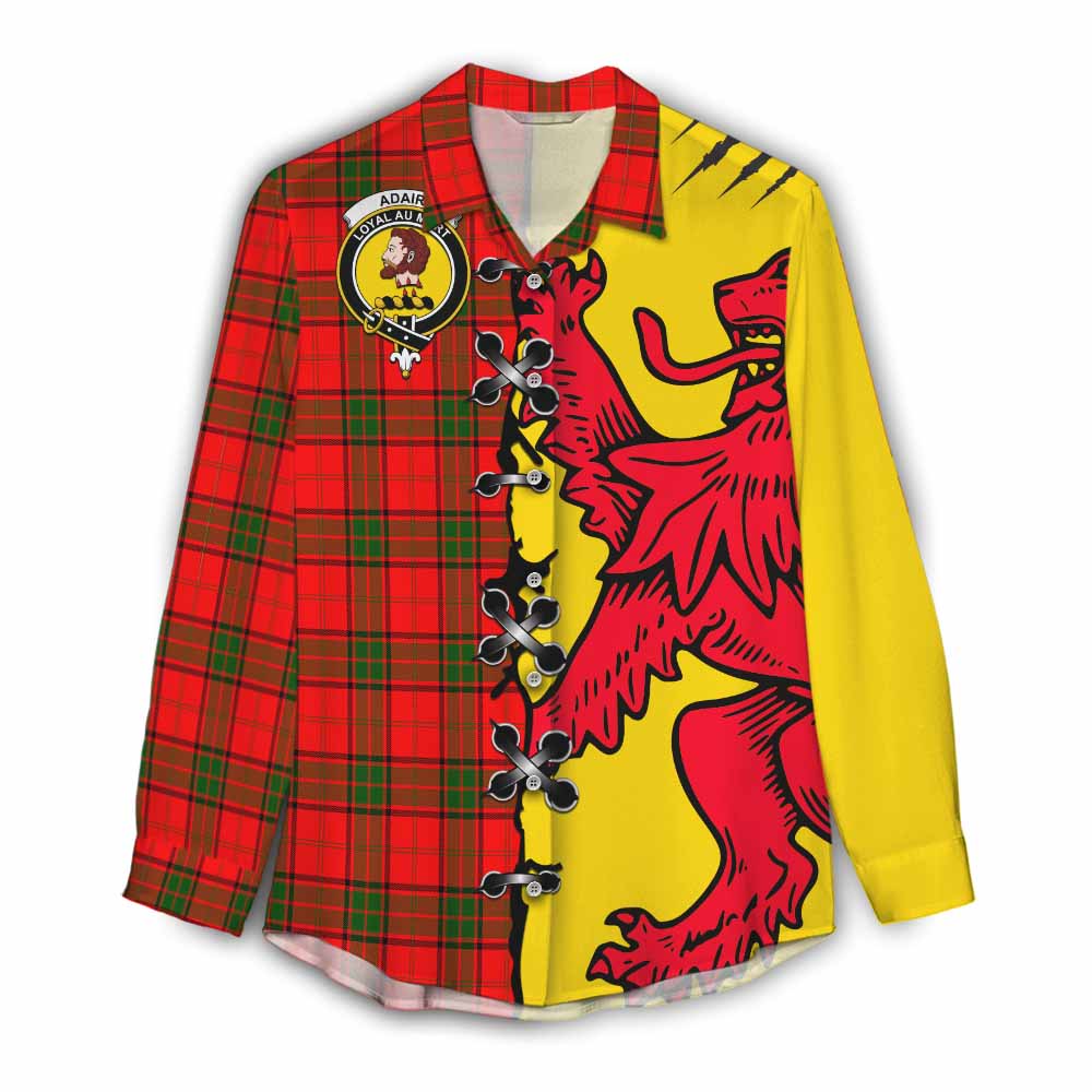 Adair Tartan Family Crest Women Casual Shirt Lion Rampant Honor - Tartan Vibes Clothing