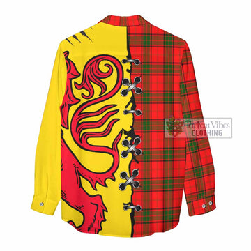 Adair Tartan Family Crest Women Casual Shirt Lion Rampant Honor
