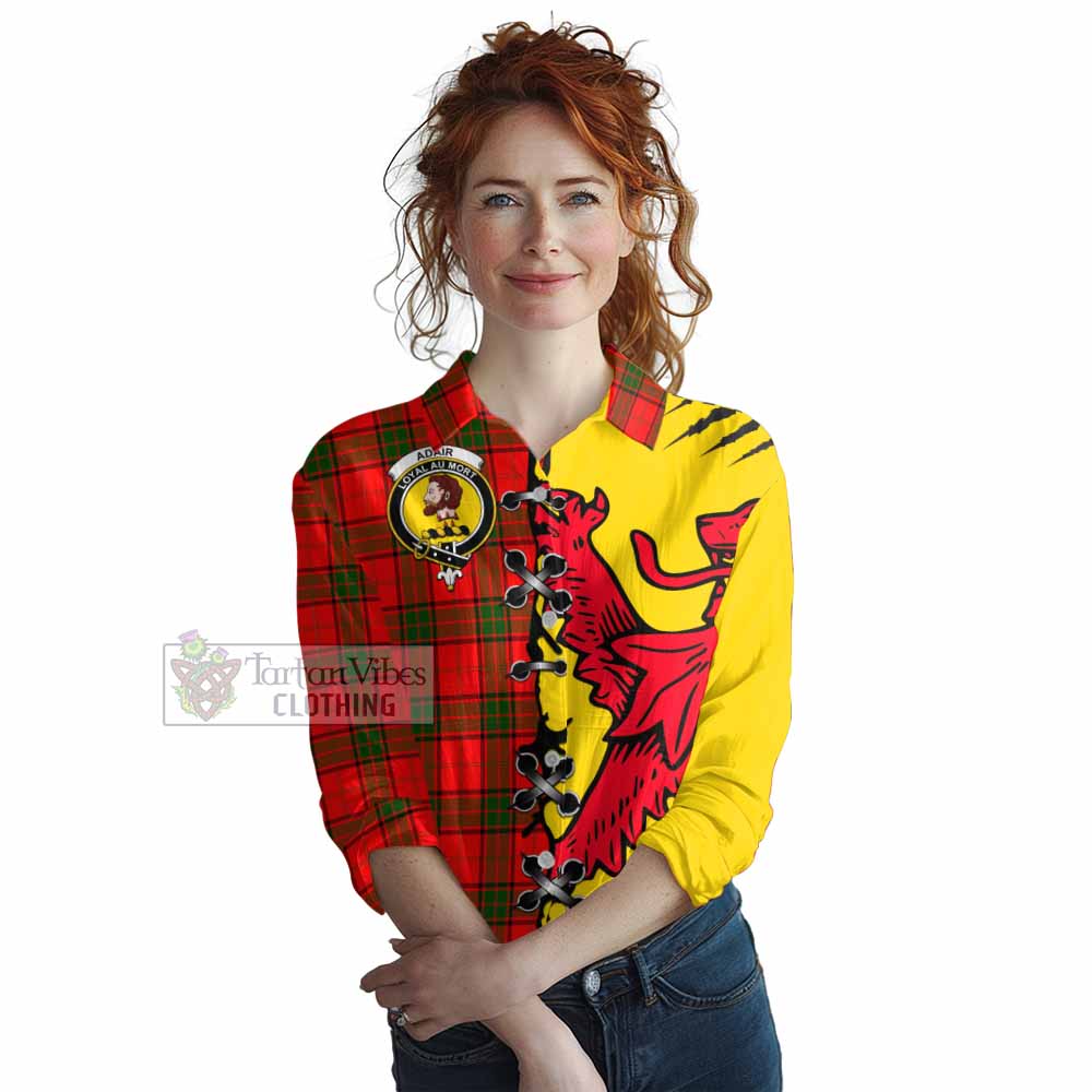 Adair Tartan Family Crest Women Casual Shirt Lion Rampant Honor - Tartan Vibes Clothing