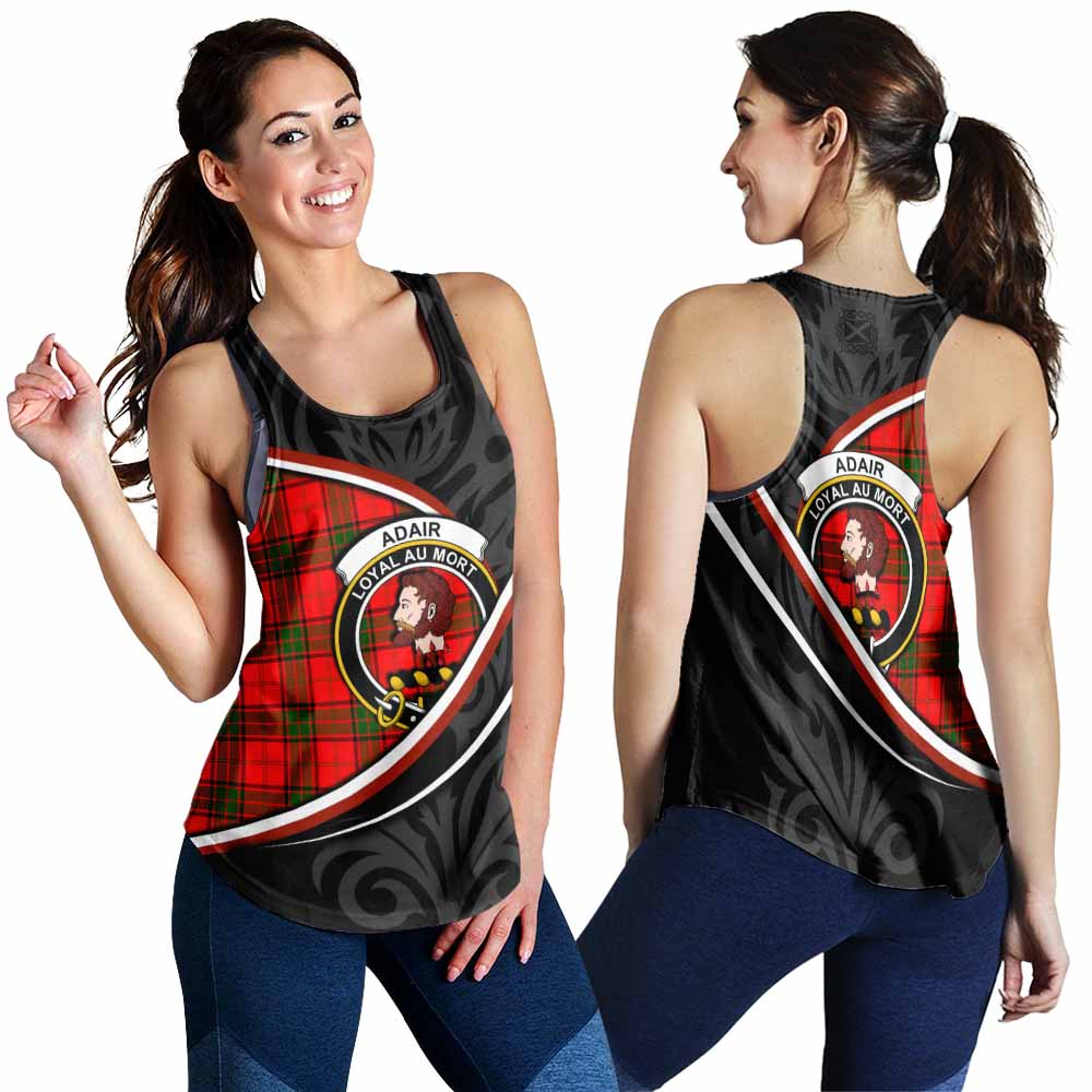 Adair Tartan Family Crest Women Racerback Tanks Celtic Scottish Thistle Floral - Tartan Vibes Clothing