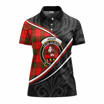 Adair Tartan Family Crest Women's Polo Shirt Celtic Scottish Thistle Floral