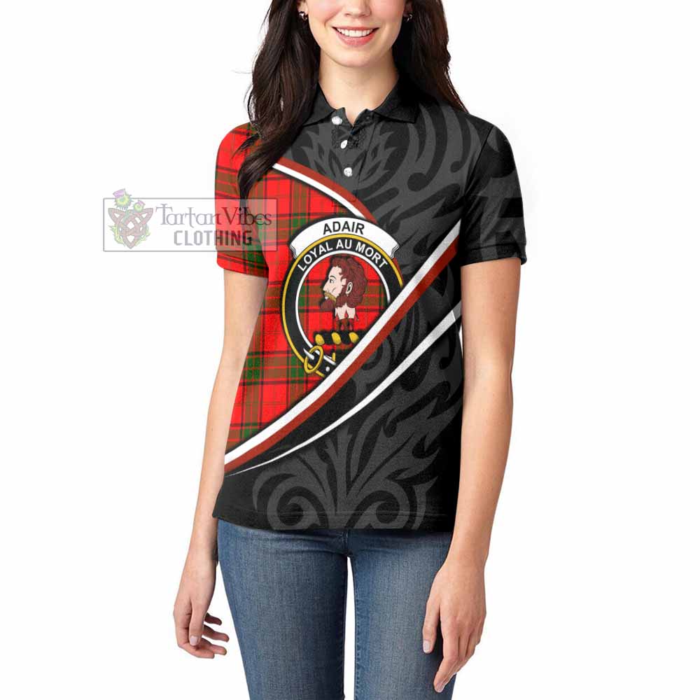 Adair Tartan Family Crest Women's Polo Shirt Celtic Scottish Thistle Floral - Tartan Vibes Clothing