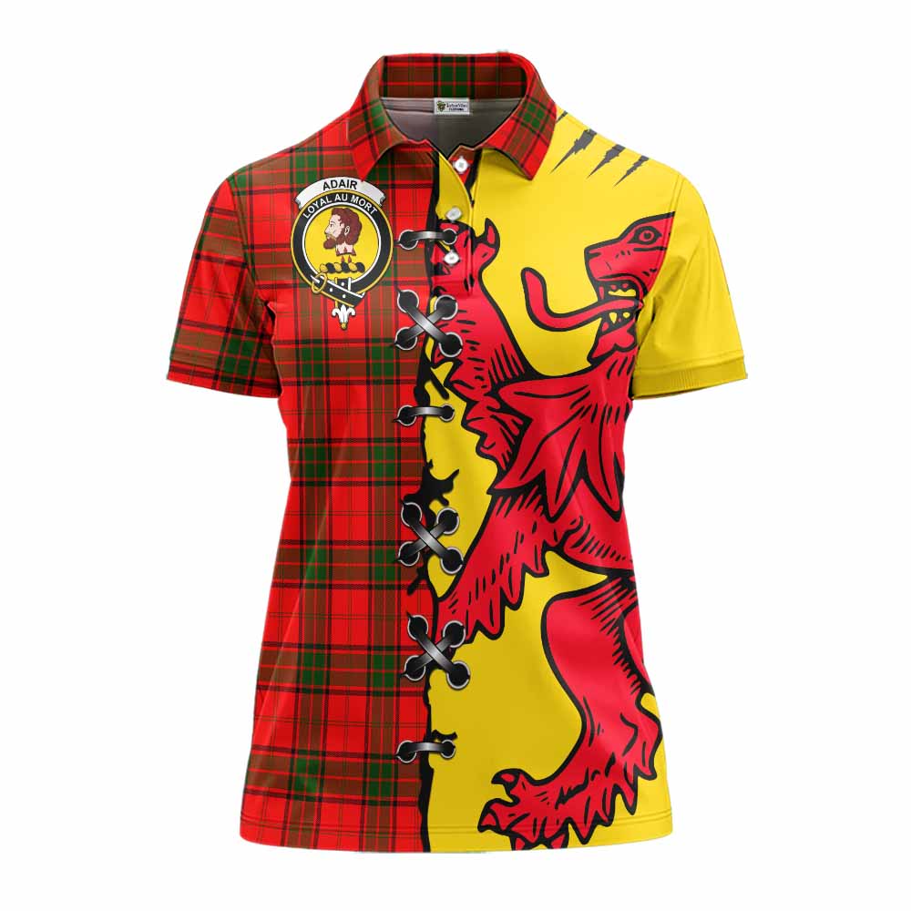 Adair Tartan Family Crest Women's Polo Shirt Lion Rampant Honor - Tartan Vibes Clothing