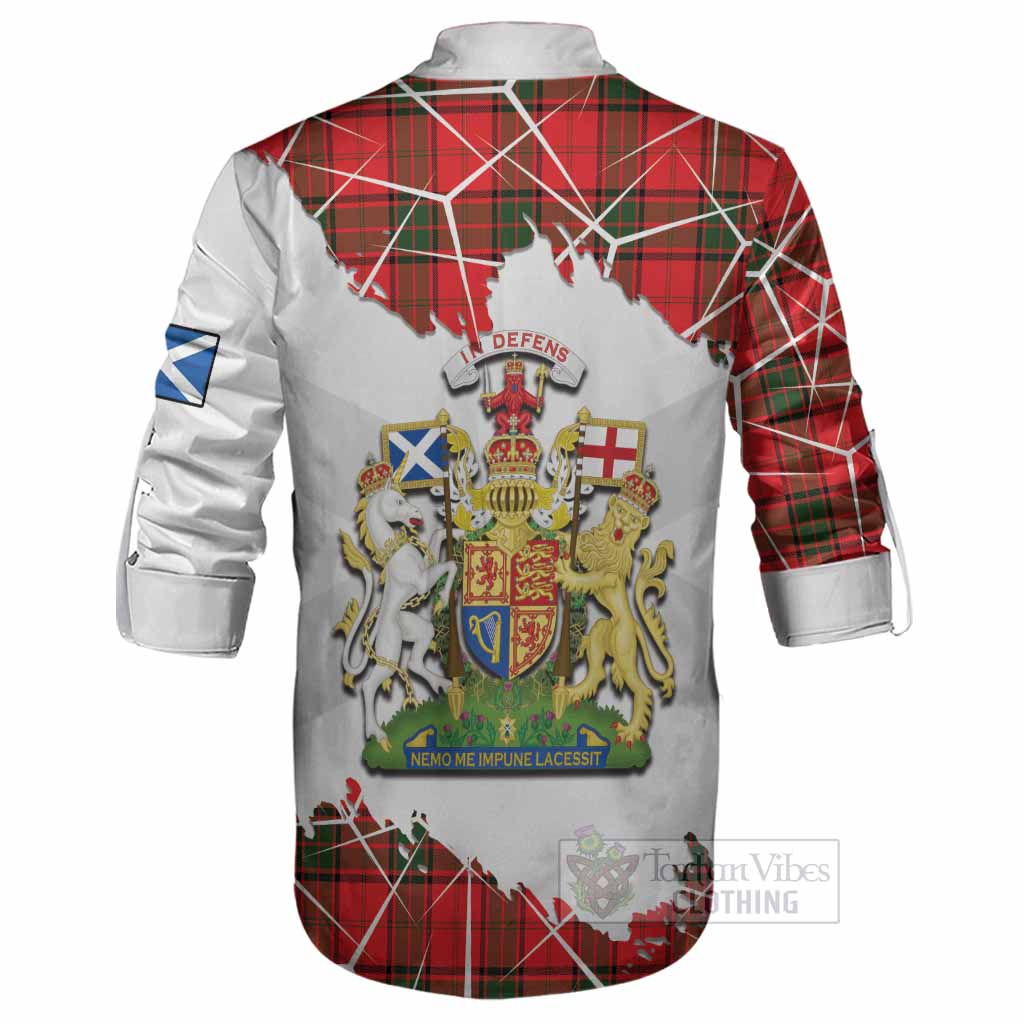 Adair Tartan Ghillie Shirt with Family Crest and Lion Rampant Grunge Style