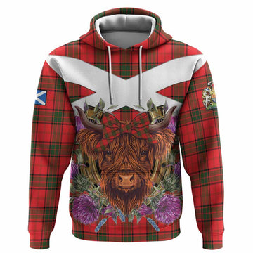 Adair Tartan Hoodie Scottish Thistle Heilan Coo