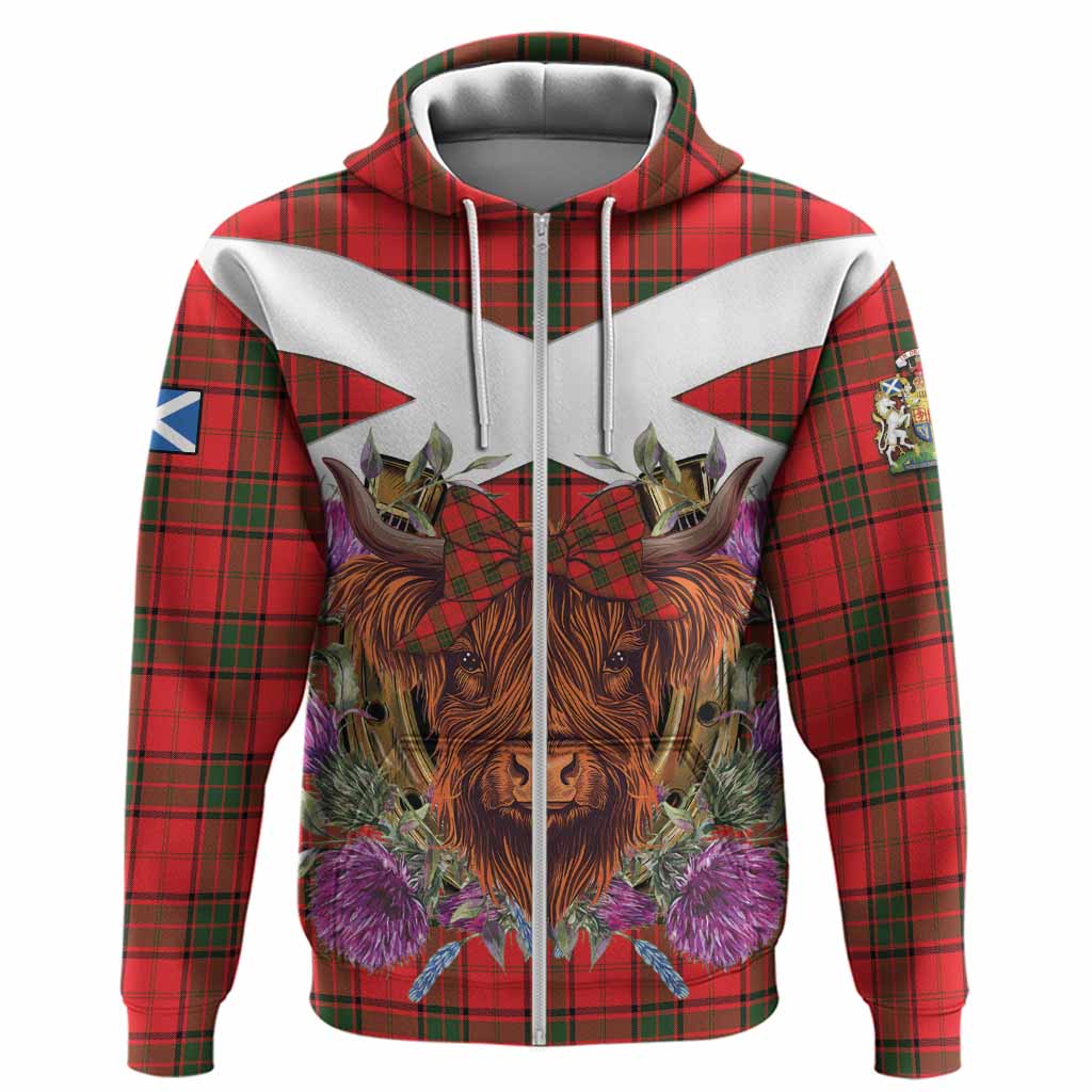 Adair Tartan Hoodie Scottish Thistle Heilan Coo