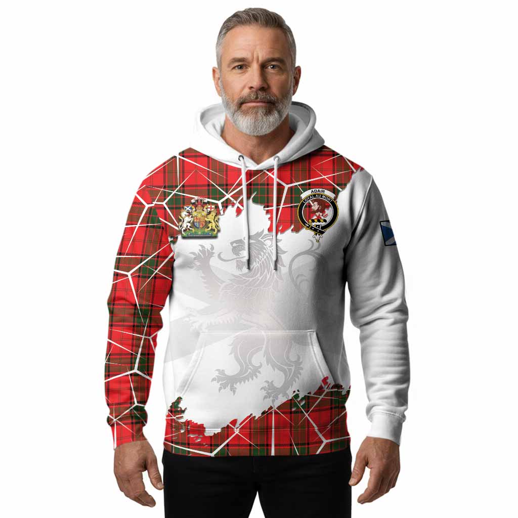Adair Tartan Hoodie with Family Crest and Lion Rampant Grunge Style