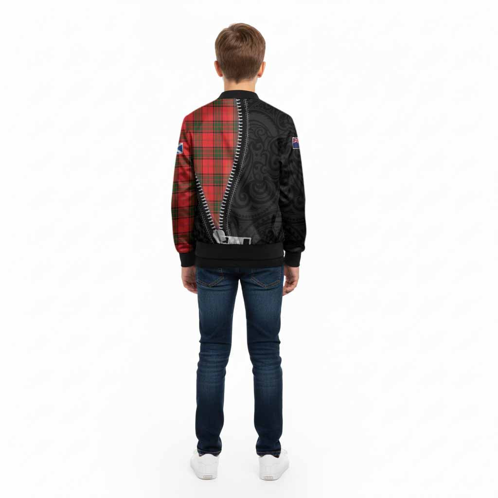 Adair Tartan Kid Bomber Jacket New Zealand Pattern Unique Zipper Stylized