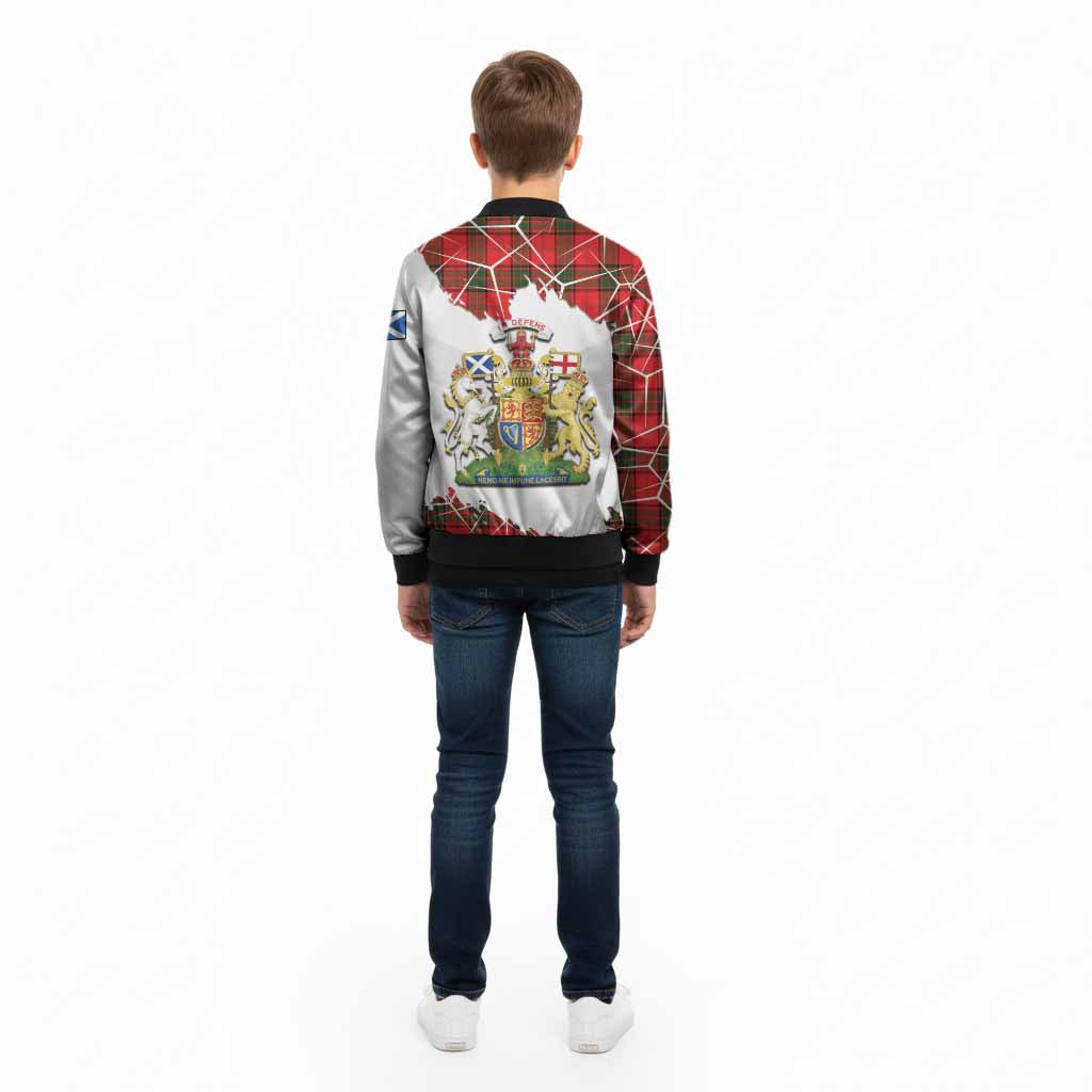 Adair Tartan Kid Bomber Jacket with Family Crest and Lion Rampant Grunge Style