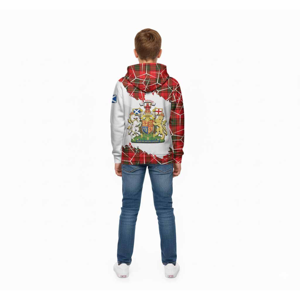 Adair Tartan Kid Hoodie with Family Crest and Lion Rampant Grunge Style