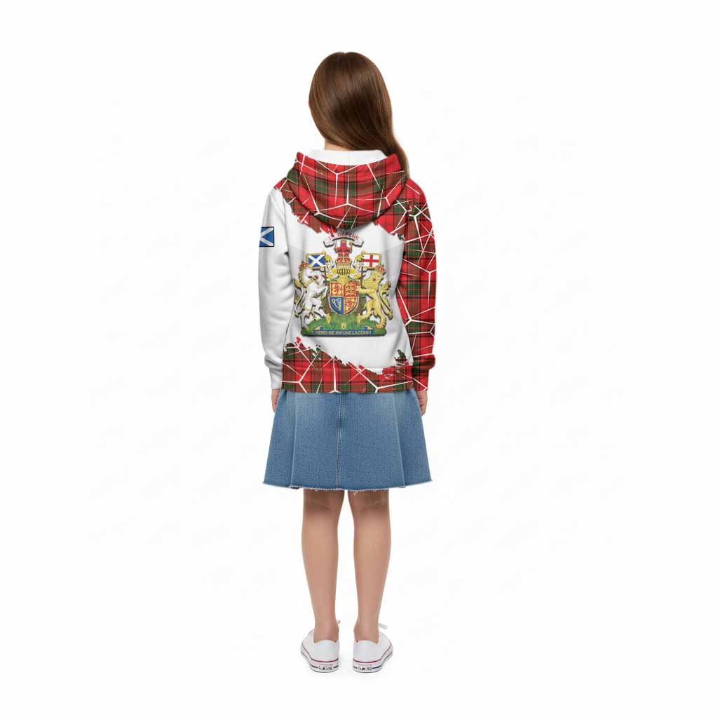 Adair Tartan Kid Hoodie with Family Crest and Lion Rampant Grunge Style
