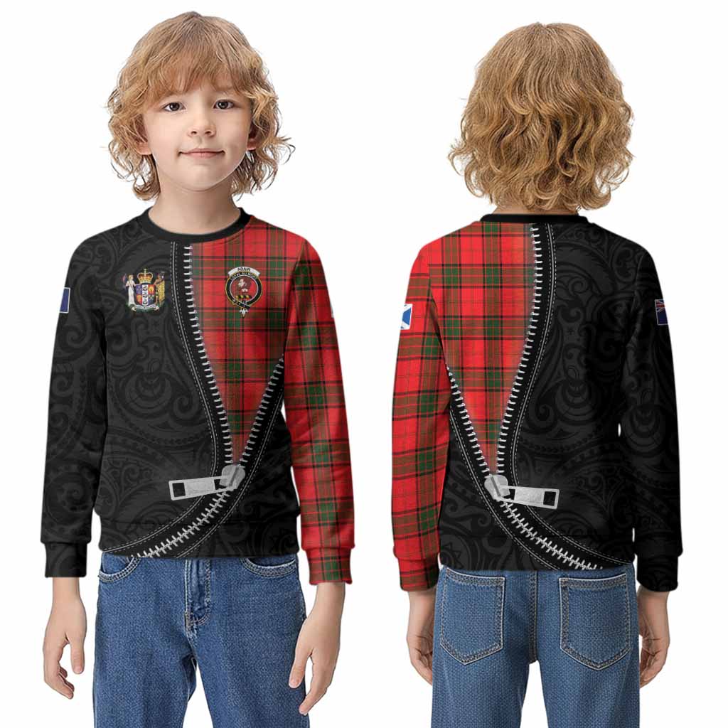 Adair Tartan Kid Knitted Sweatshirt New Zealand Pattern Unique Zipper Stylized
