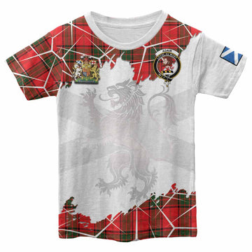 Adair Tartan Kid T-shirt with Family Crest and Lion Rampant Grunge Style