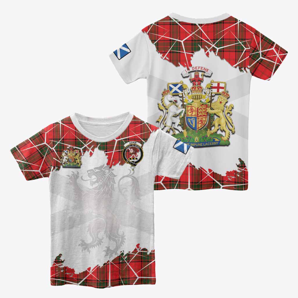 Adair Tartan Kid T-shirt with Family Crest and Lion Rampant Grunge Style