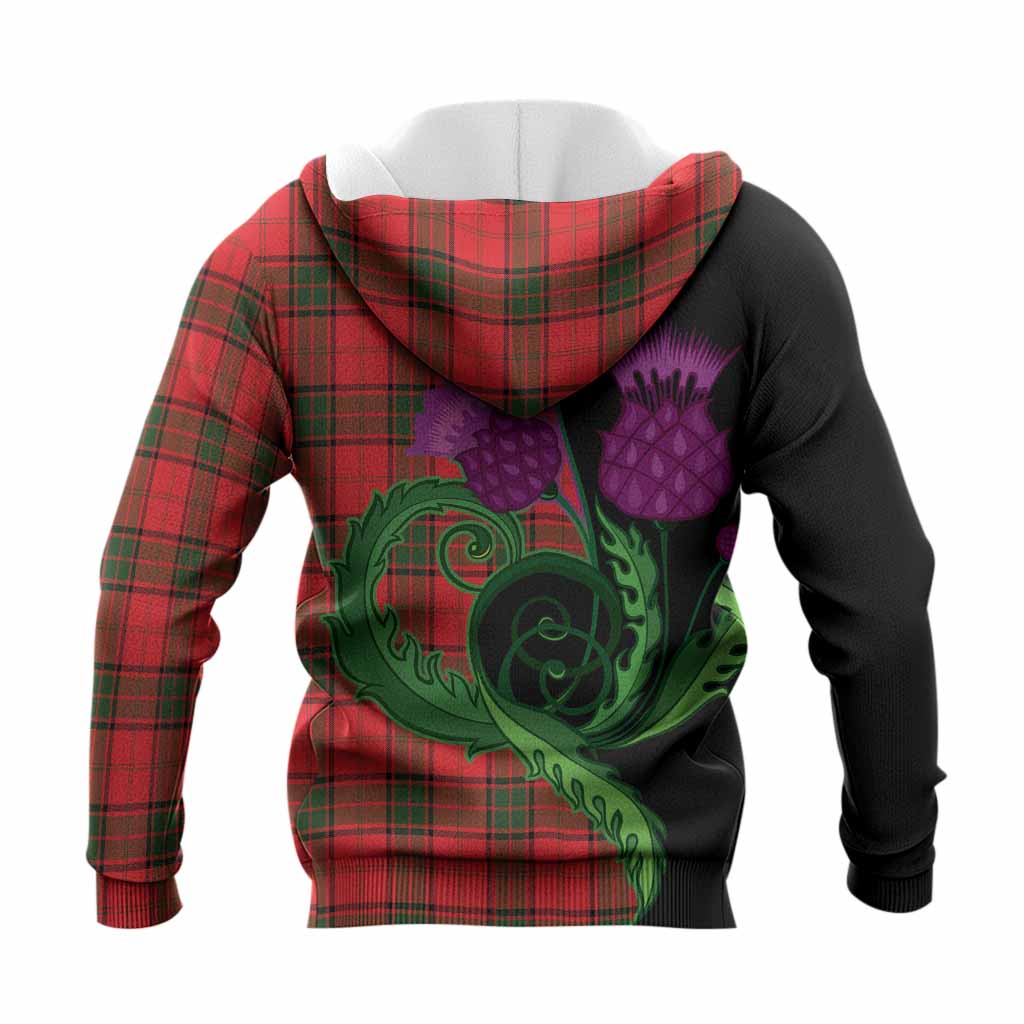 Adair Tartan Knitted Hoodie Traditional Scottish Thistle