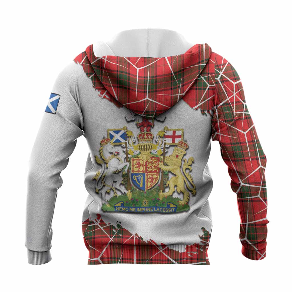 Adair Tartan Knitted Hoodie with Family Crest and Lion Rampant Grunge Style