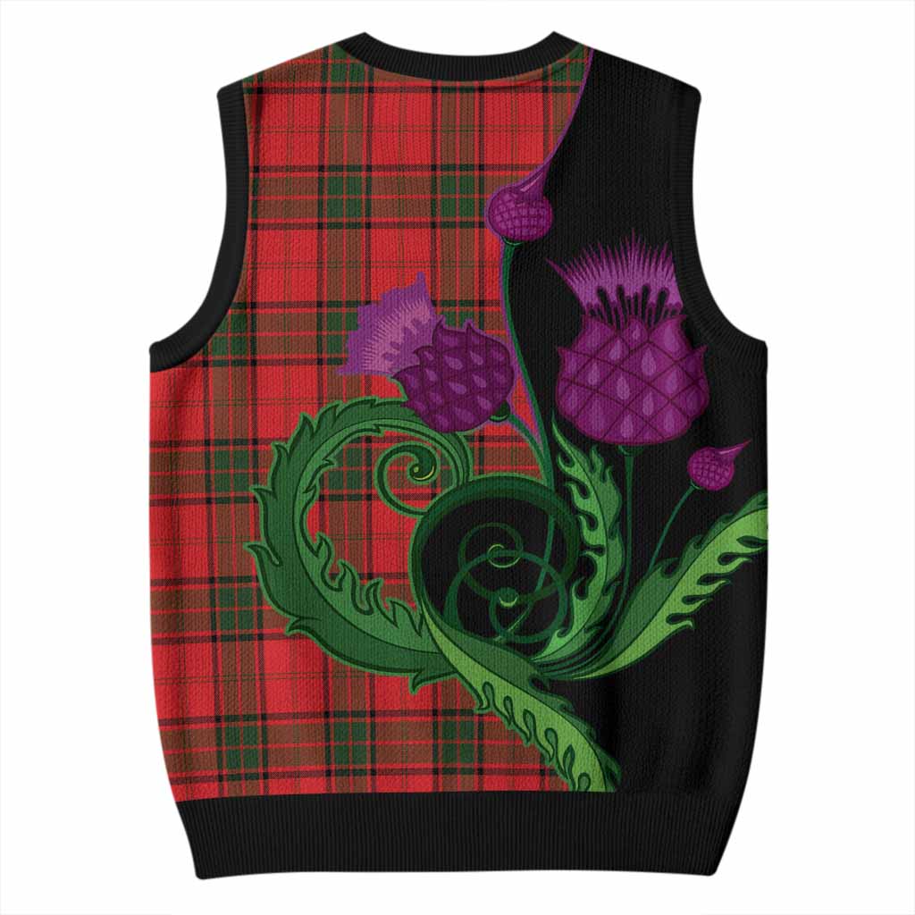 Adair Tartan Knitted V-Neck Vest Traditional Scottish Thistle