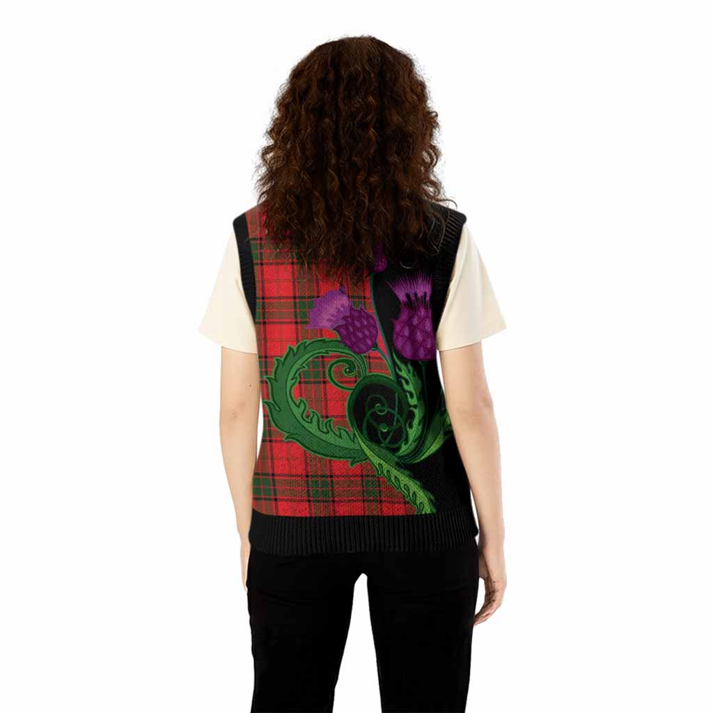 Adair Tartan Knitted V-Neck Vest Traditional Scottish Thistle
