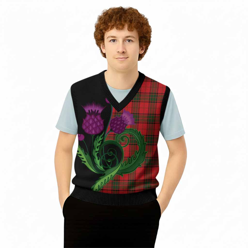Adair Tartan Knitted V-Neck Vest Traditional Scottish Thistle