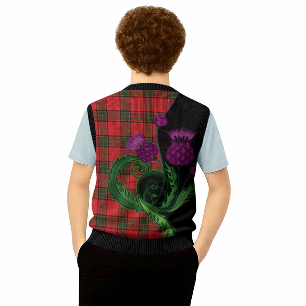 Adair Tartan Knitted V-Neck Vest Traditional Scottish Thistle