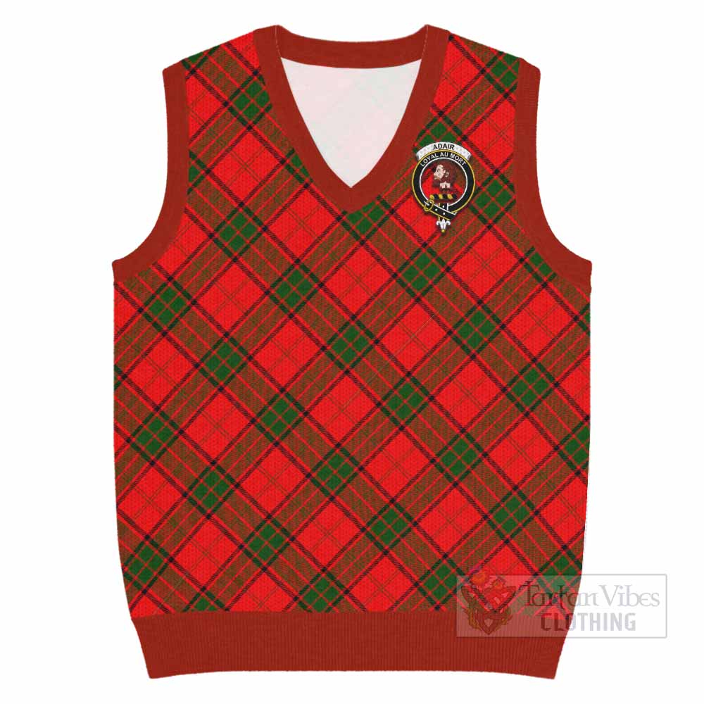 Adair Tartan Knitted V-Neck Vest with Family Crest Cross Style